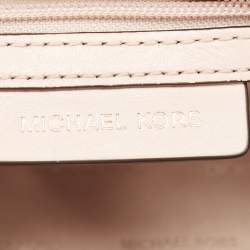 Pre Owned Michael Kors Pink Leather Eyelets Ava Top Handle Bag