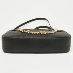 Pre Owned Michael Kors Black Leather Large Jet Set Zip Chain Crossbody Bag