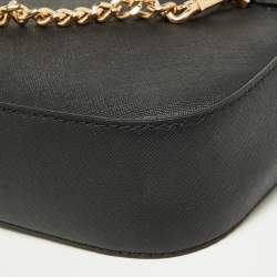 Pre Owned Michael Kors Black Leather Large Jet Set Zip Chain Crossbody Bag