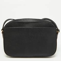 Pre Owned Michael Kors Black Leather Large Jet Set Zip Chain Crossbody Bag