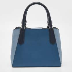 Pre Owned Michael Kors Multi Tone Blue Leather Small Kimberly Satchel