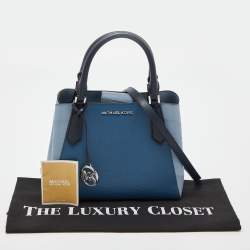 Pre Owned Michael Kors Multi Tone Blue Leather Small Kimberly Satchel