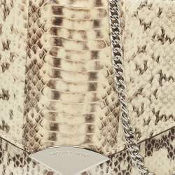 Pre Owned Michael Kors Beige Snakeskin Leather Barbara Chain Clutch