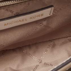 Pre Owned Michael Kors Cream Signature Coated Canvas and Leather Carmen Shoulder Bag