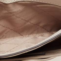 Pre Owned Michael Kors Cream Signature Coated Canvas and Leather Carmen Shoulder Bag