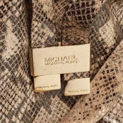 Michael Kors Beige/Black Python Effect Leather Satchel