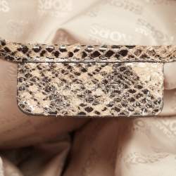 Michael Kors Beige/Black Python Effect Leather Satchel