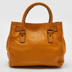 Pre Owned Michael Kors Orange Leather Hamilton North South Tote