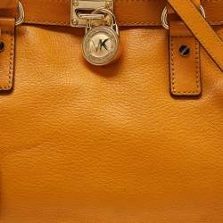 Pre Owned Michael Kors Orange Leather Hamilton North South Tote