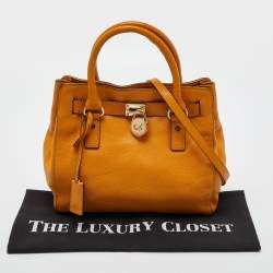 Pre Owned Michael Kors Orange Leather Hamilton North South Tote