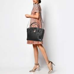 Pre Owned Michael Kors Black Leather Hamilton Tote