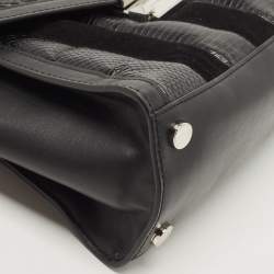 Pre Owned Michael Kors Black Suede And Leather Whitney Top Handle Bag