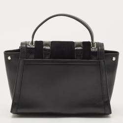Pre Owned Michael Kors Black Suede And Leather Whitney Top Handle Bag
