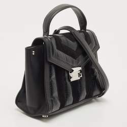 Pre Owned Michael Kors Black Suede And Leather Whitney Top Handle Bag