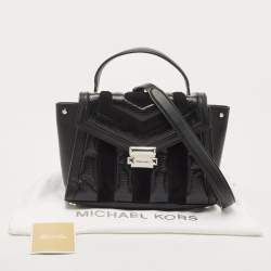 Pre Owned Michael Kors Black Suede And Leather Whitney Top Handle Bag