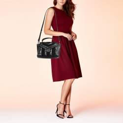 Pre Owned Michael Kors Black Suede And Leather Whitney Top Handle Bag
