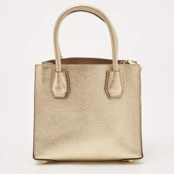 Pre Owned Michael Kors Gold Leather Small Mercer Tote
