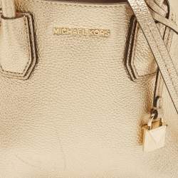 Pre Owned Michael Kors Gold Leather Small Mercer Tote