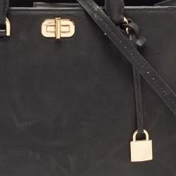 Pre Owned Michael Kors Black Leather Large Sylvie Studded Satchel