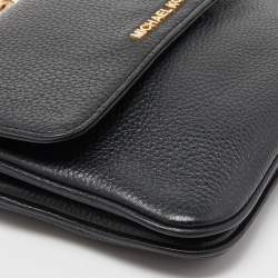 Pre Owned Michael Kors Black Leather Flap Crossbody Bag