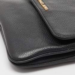 Pre Owned Michael Kors Black Leather Flap Crossbody Bag
