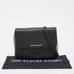 Pre Owned Michael Kors Black Leather Flap Crossbody Bag
