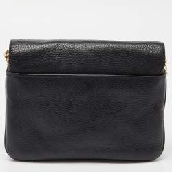 Pre Owned Michael Kors Black Leather Flap Crossbody Bag