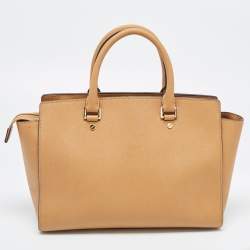 Pre Owned Michael Kors Tan Saffiano Leather Large Selma Satchel