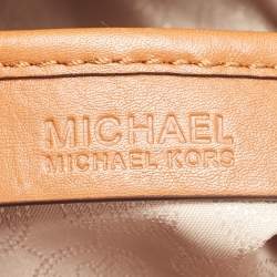 Pre Owned MICHAEL Michael Kors Brown/Tan Signature Coated Canvas and Leather Jet Set Drawstring Bag