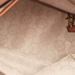 Pre Owned MICHAEL Michael Kors Brown/Tan Signature Coated Canvas and Leather Jet Set Drawstring Bag
