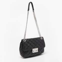 Pre Owned Michael Kors Black Quilted Leather Large Sloan Chain Shoulder Bag