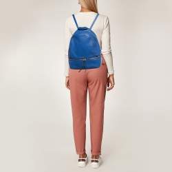 Pre Owned Michael Kors Blue Leather Rhea Backpack