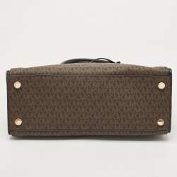 Pre Owned Michael Kors Brown Signature Coated Canvas and Leather Large Hope Tote