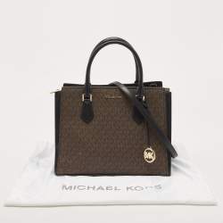 Pre Owned Michael Kors Brown Signature Coated Canvas and Leather Large Hope Tote