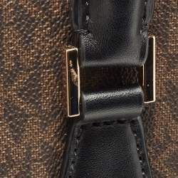 Pre Owned Michael Kors Brown Signature Coated Canvas and Leather Large Hope Tote