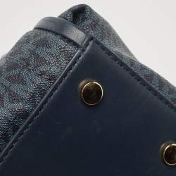 Pre Owned Michael Kors Blue Signature Coated Canvas and Leather Medium Carine Satchel
