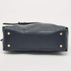 Pre Owned Michael Kors Blue Signature Coated Canvas and Leather Medium Carine Satchel