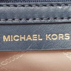 Pre Owned Michael Kors Blue Signature Coated Canvas and Leather Medium Carine Satchel