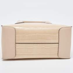 Pre Owned Michael Kors Beige Croc Embossed Leather Small Mercer Tote