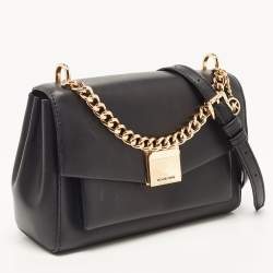 Pre Owned Michael Kors Black Leather Small Lita Crossbody Bag 