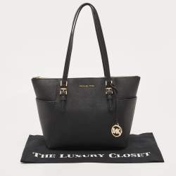 مملوكة مسبقًا Michael Kors Navy Blue Saffiano Leather Jet Set Top Zip Tote