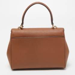 Pre Owned Michael Kors Brown Saffiano Leather Mini Ava Top Handle Bag