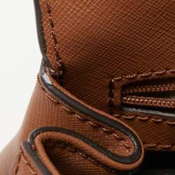 Pre Owned Michael Kors Brown Saffiano Leather Mini Ava Top Handle Bag