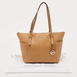 Pre Owned حقيبة يد مايكل مايكل كورس "جيت سيت" سحاب علوي متوسطة جلد أسود