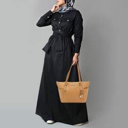 Pre Owned حقيبة يد مايكل مايكل كورس "جيت سيت" سحاب علوي متوسطة جلد أسود