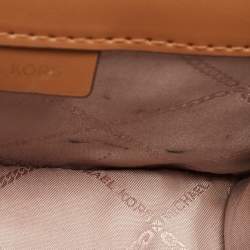 Pre Owned Michael Kors Ivory/Tan Signature Coated Canvas and Leather Heather Shoulder Bag