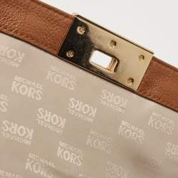 Pre Owned Michael Kors Brown Leather Sloan Flap Top Handle Bag