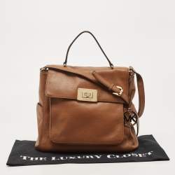 Pre Owned Michael Kors Brown Leather Sloan Flap Top Handle Bag