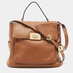 Pre Owned Michael Kors Brown Leather Sloan Flap Top Handle Bag