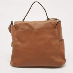 Pre Owned Michael Kors Brown Leather Sloan Flap Top Handle Bag